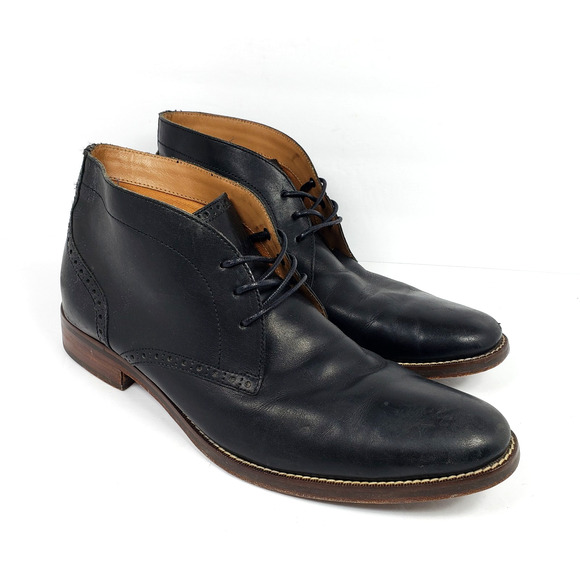 Cole Haan Mens Size 10.5 Black Leather Formal Dress Chukka Ankle Boots Shoes